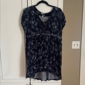 True Craft Dark Blue Floral Mini Dress